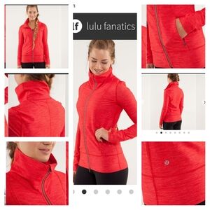 Lululemon Daily Yoga Jacket Slub Denim Love  Red Luon Jacket sz 8